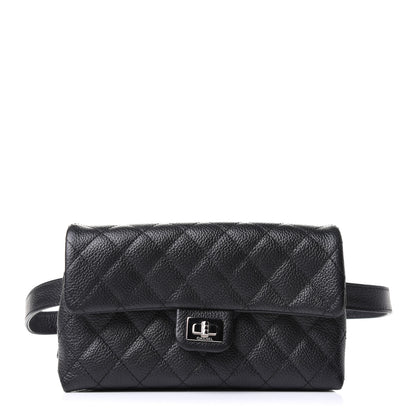 Chanel Grained Calfskin Quilted 2.55 Reissue Flap Belt Bag Clutch Black 1 of 11
