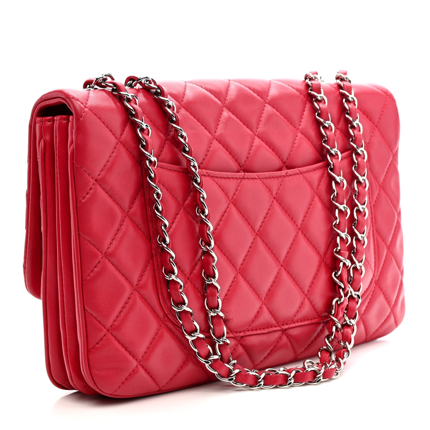 Chanel Lambskin Quilted Jumbo Chanel 3 Flap Dark Pink 3 of 11