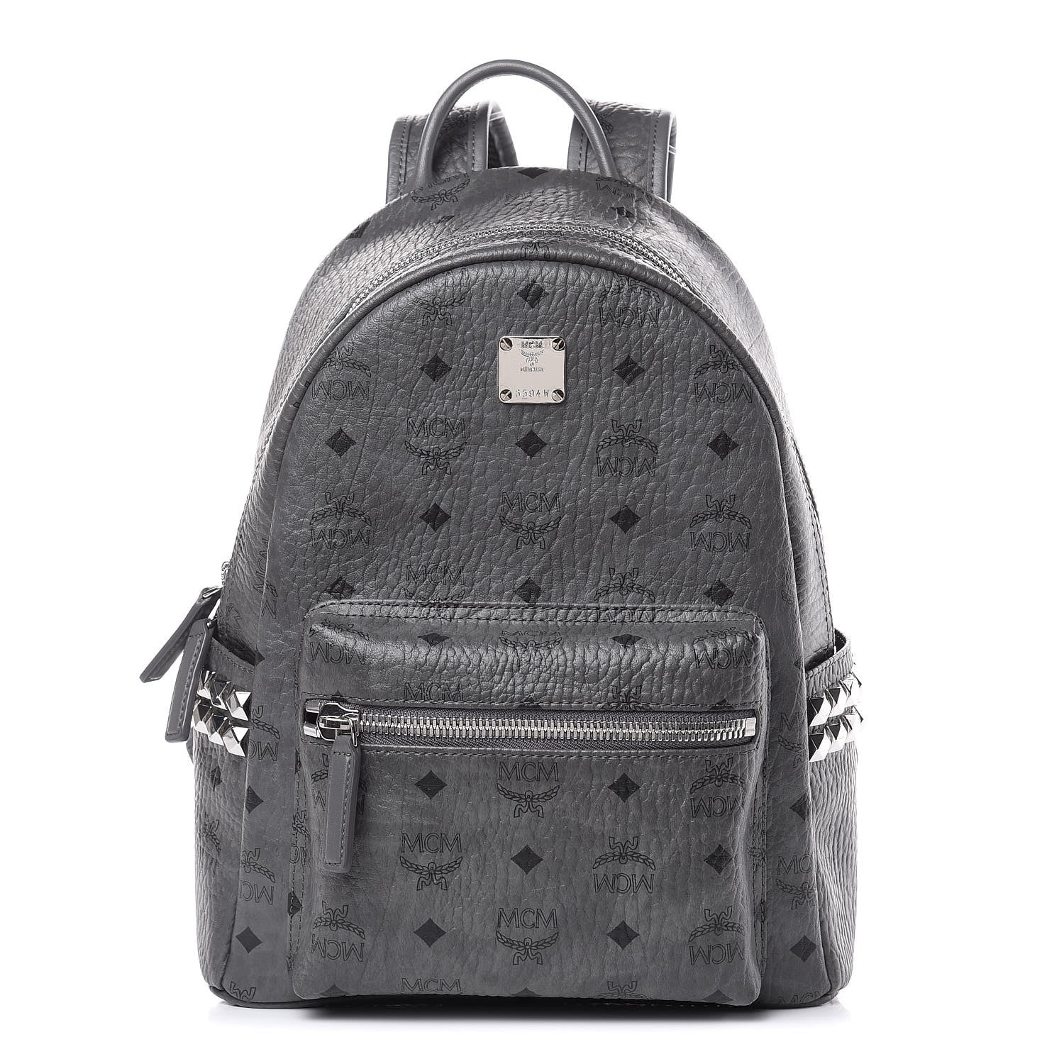 MCM Visetos Small Side Stud Stark Backpack Phantom Grey 1 of 9