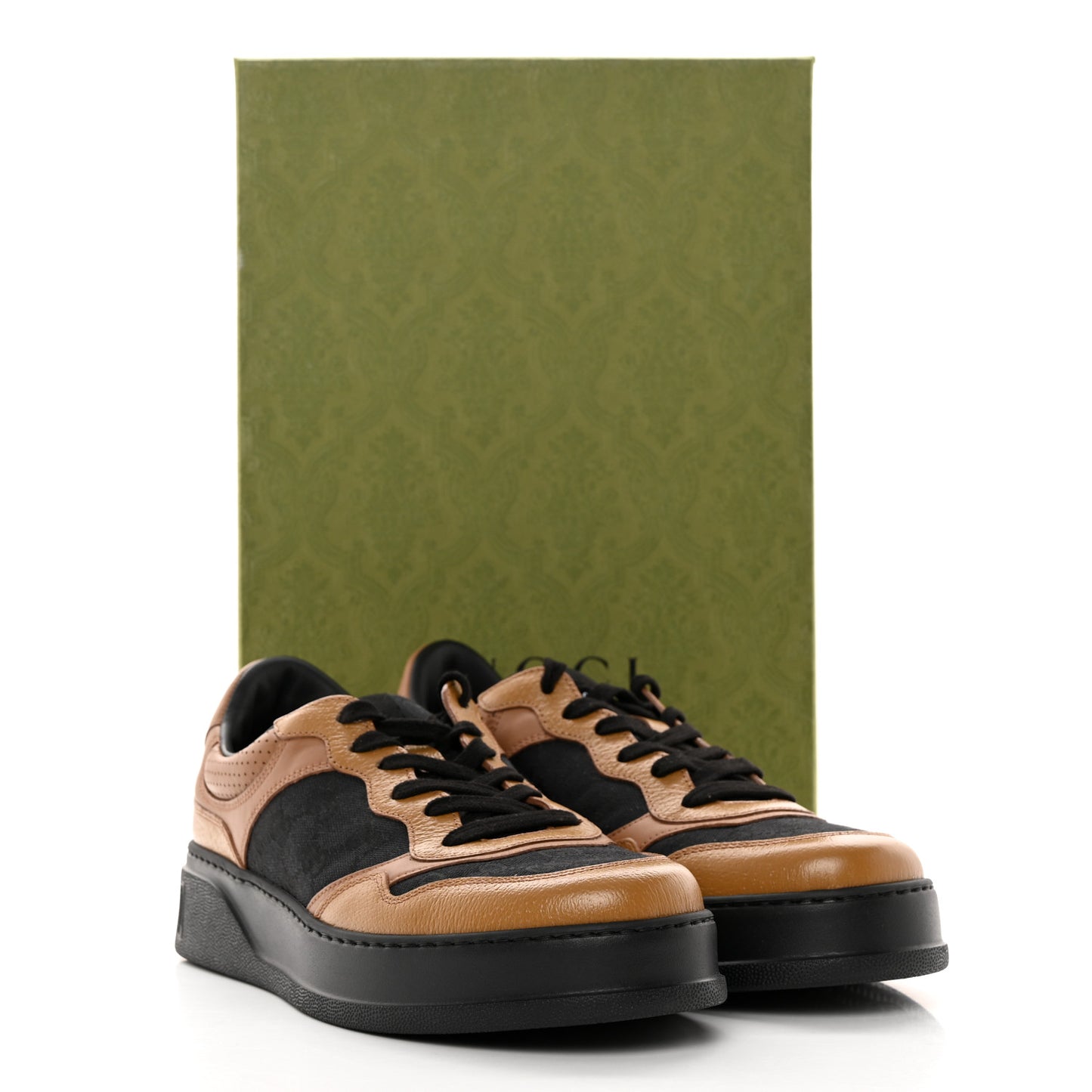 Textured Dollar Calfskin Monogram Perforated Mens Interlocking G 55mm Sneakers 9 Khaki Beige Black