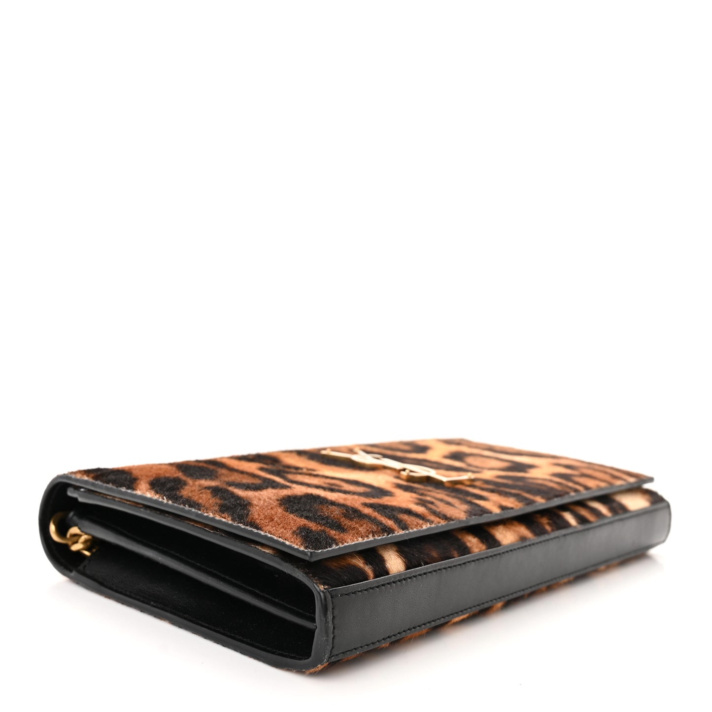 Calf Hair Monogram Chain Wallet Leopard