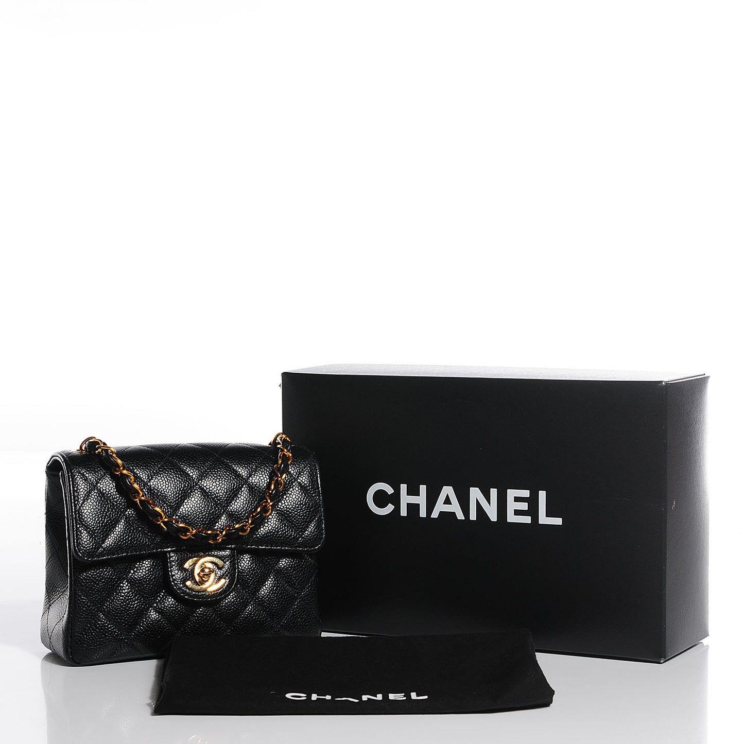 Caviar Quilted Mini Square Flap Black
