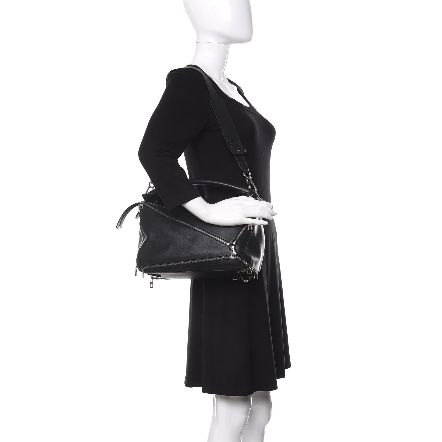 Loewe Calfskin Zipper Puzzle Bag Black 2 of 9