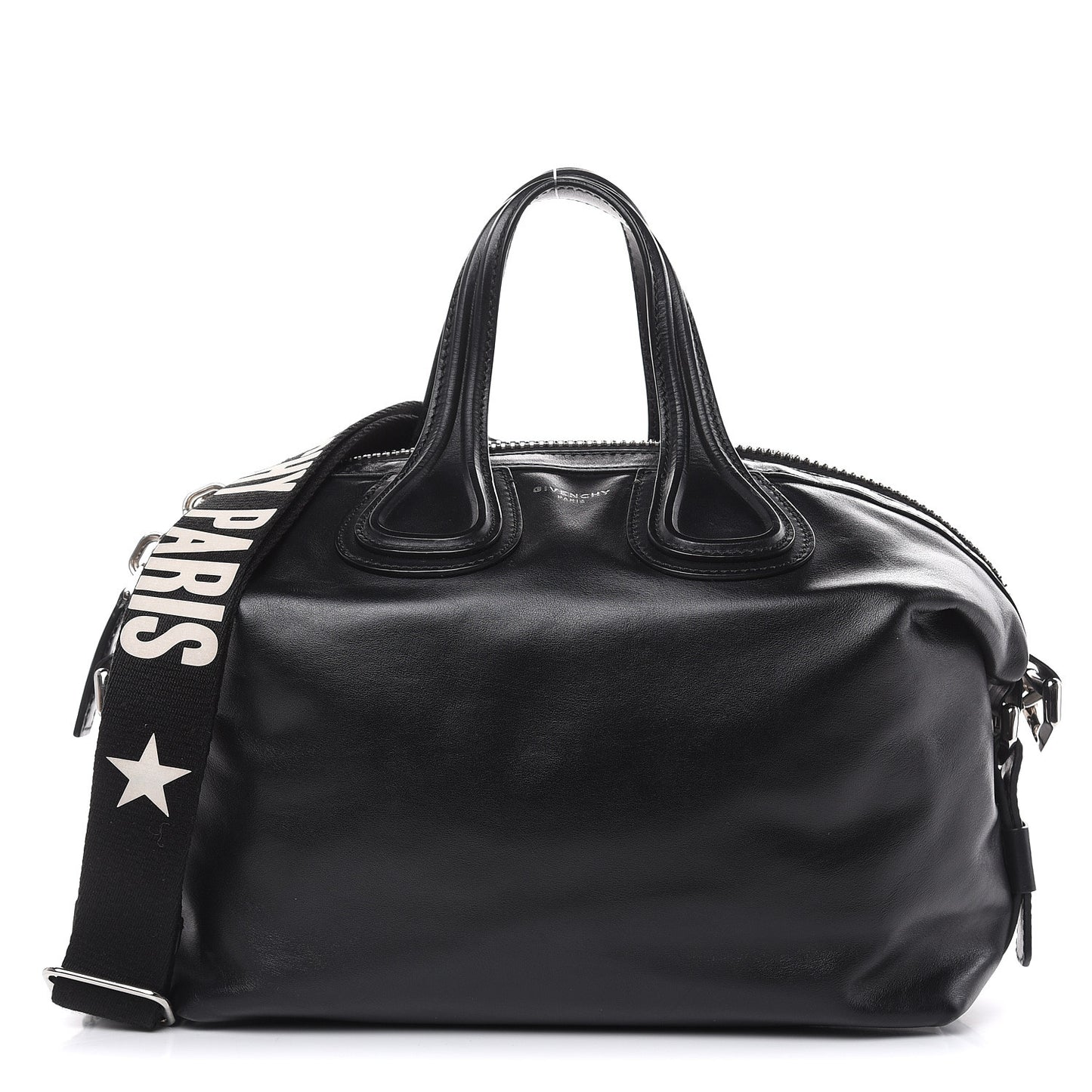 Waxed Calfskin Small Nightingale Logo Strap Black