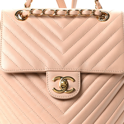 Chanel Calfskin Chevron Quilted Small Urban Spirit Backpack Beige 8 of 10