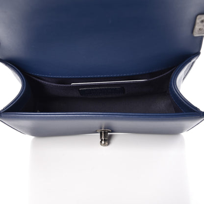 Chanel Calfskin Painted Chevron Embossed Small Boy Flap Dark Blue 5 of 8