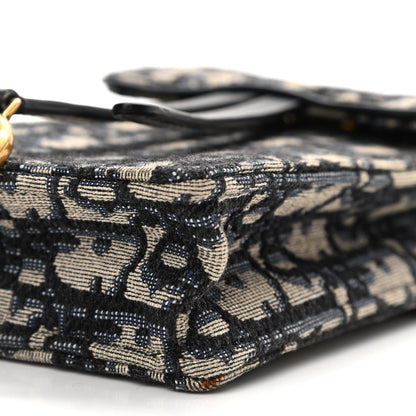 Christian Dior Oblique Saddle Chain Clutch Blue 9 of 9