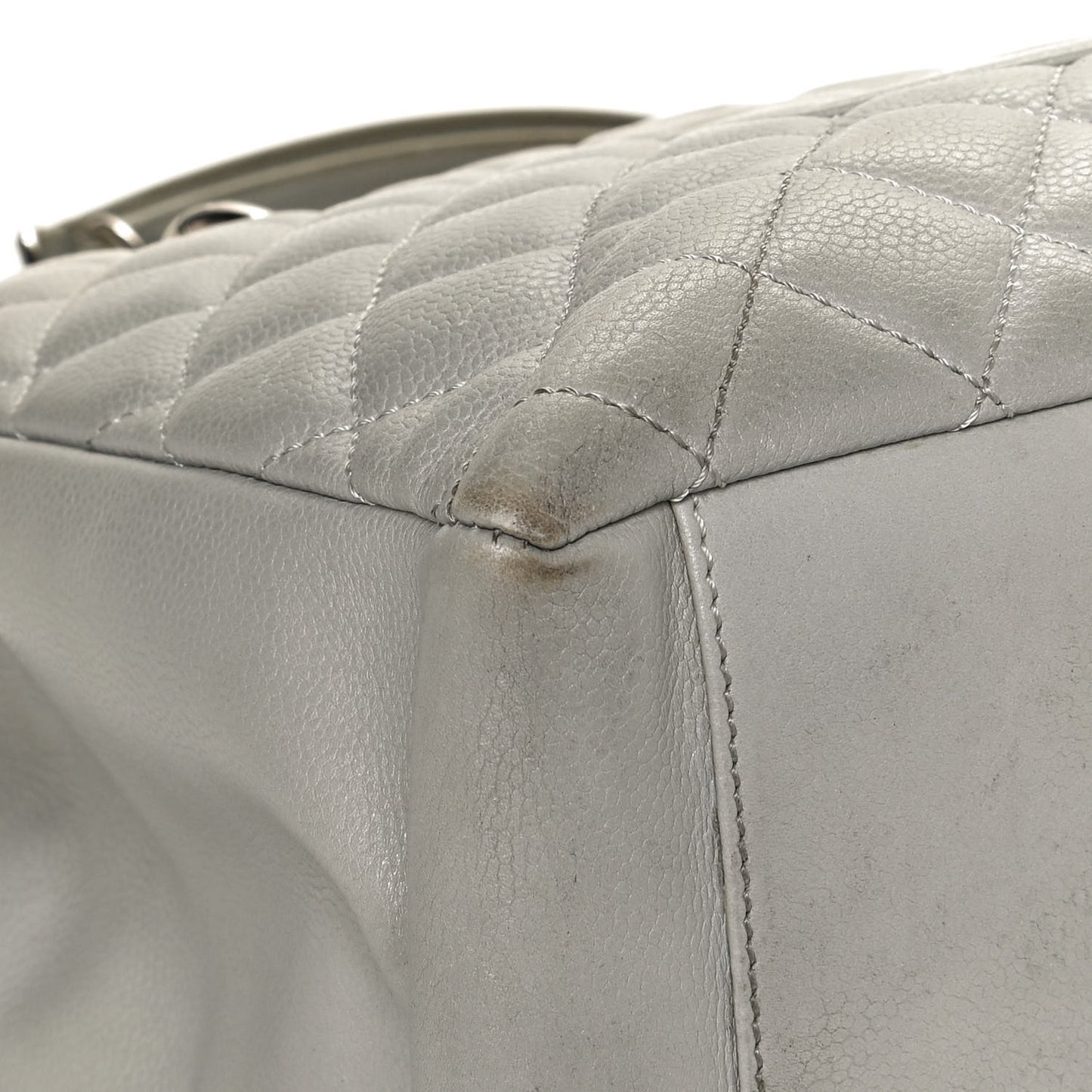 Caviar Quilted Grand Shopping Tote GST Light Grey