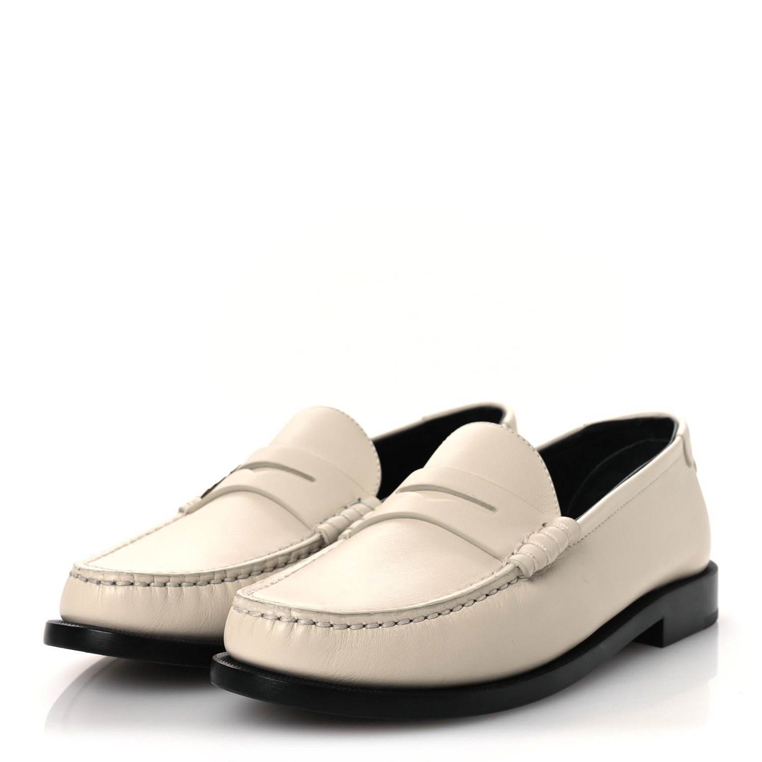 Saint Laurent Belfagor Vitello Le Loafer 15 Moccasin 37 Gold Officier Pearl 4 of 11