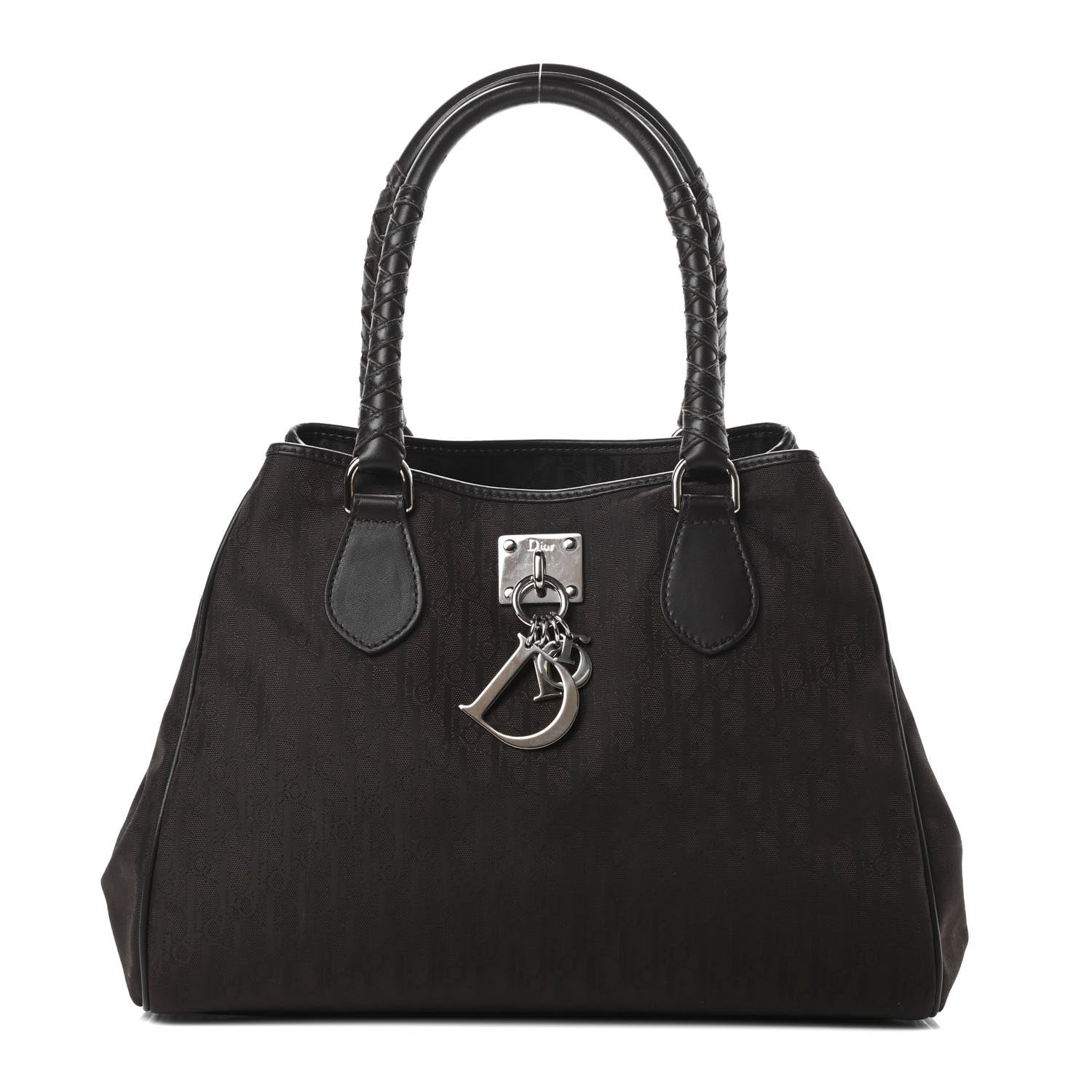 Christian Dior Nylon Monogram Medium Lovely Tote Marron Fonce 1 of 14