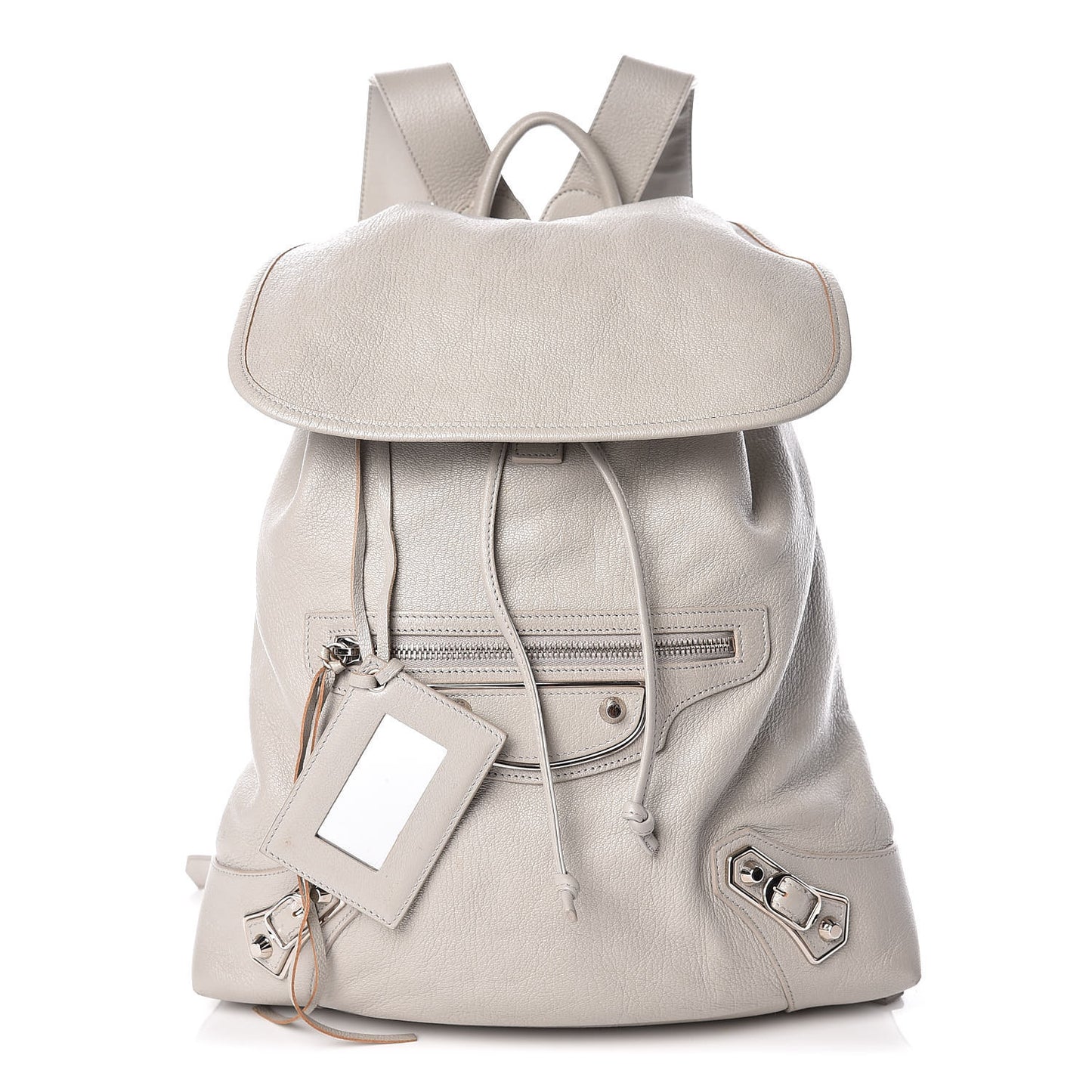 Chevre Silver Metallic Edge Hardware Backpack Gris Glace