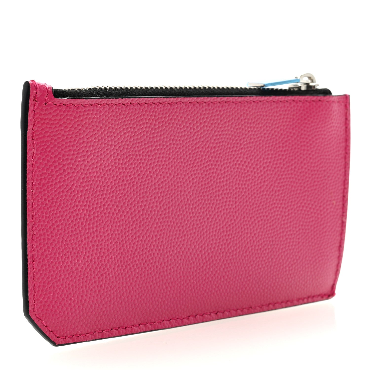 Saint Laurent Grained Calfskin 5 Fragments Zip Pouch Card Holder Lipstick Fuchsia 3 of 6