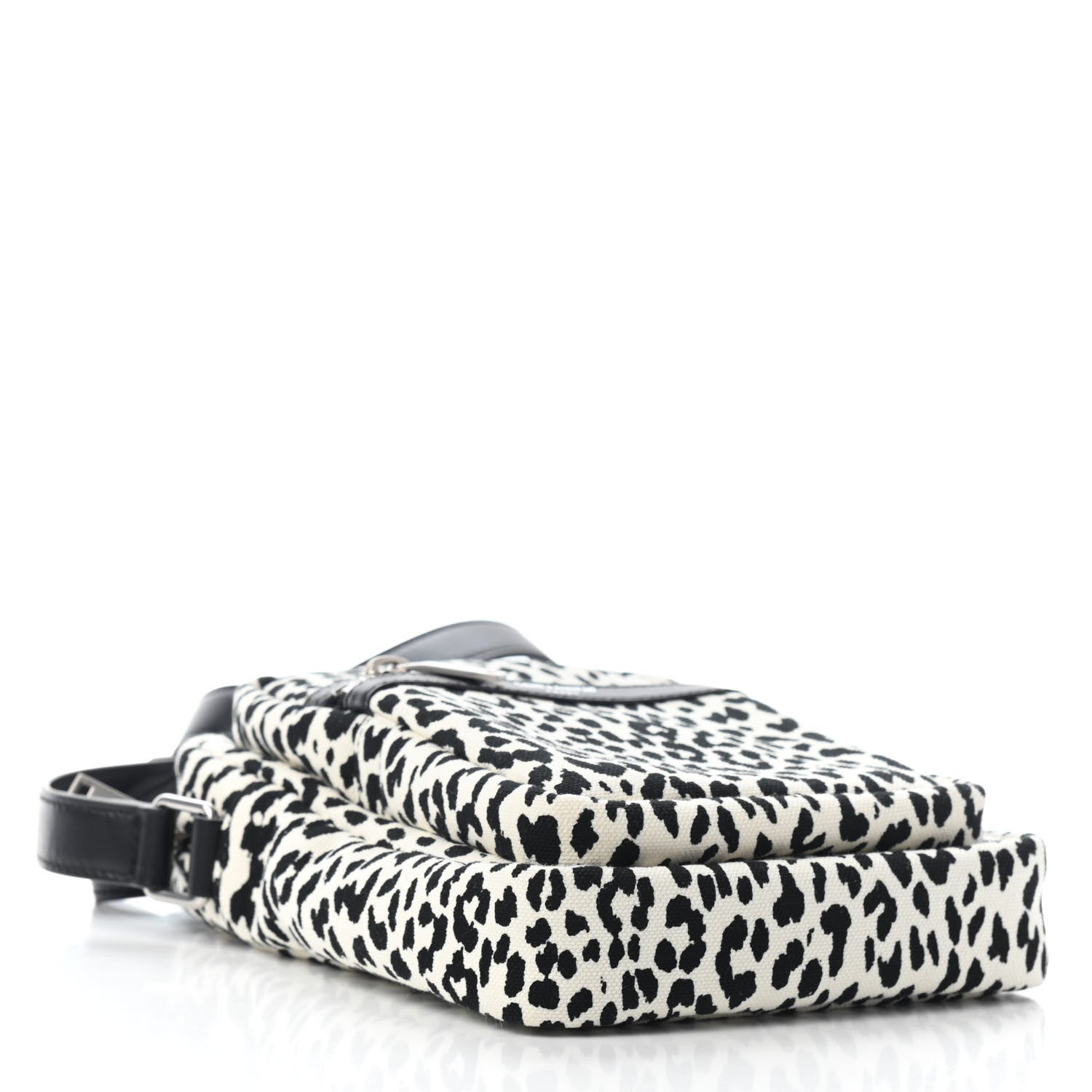 Saint Laurent Canvas Leopard Print Sid Messenger Bag Black White 4 of 8
