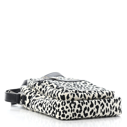Saint Laurent Canvas Leopard Print Sid Messenger Bag Black White 4 of 8