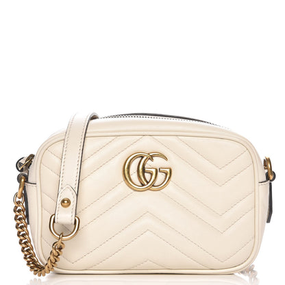 Gucci Calfskin Matelasse Mini GG Marmont Chain Shoulder Bag White 1 of 7