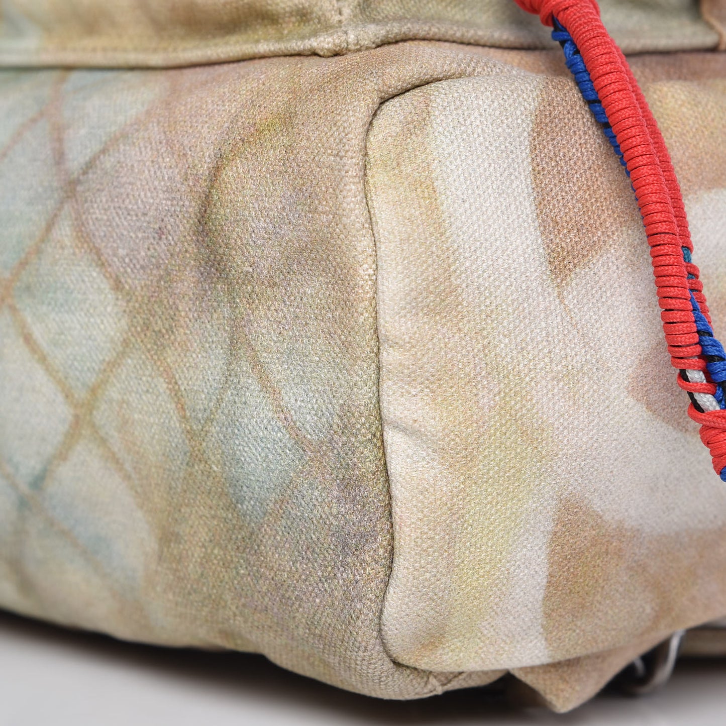 Graffiti Printed Canvas Medium Backpack Beige
