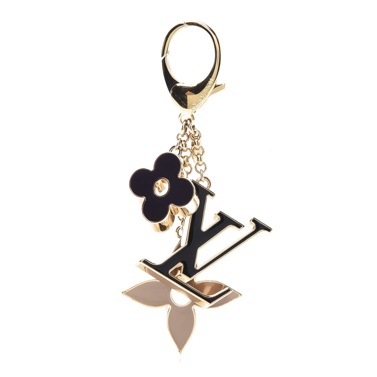 Fleur De Monogram Bag Charm Dore