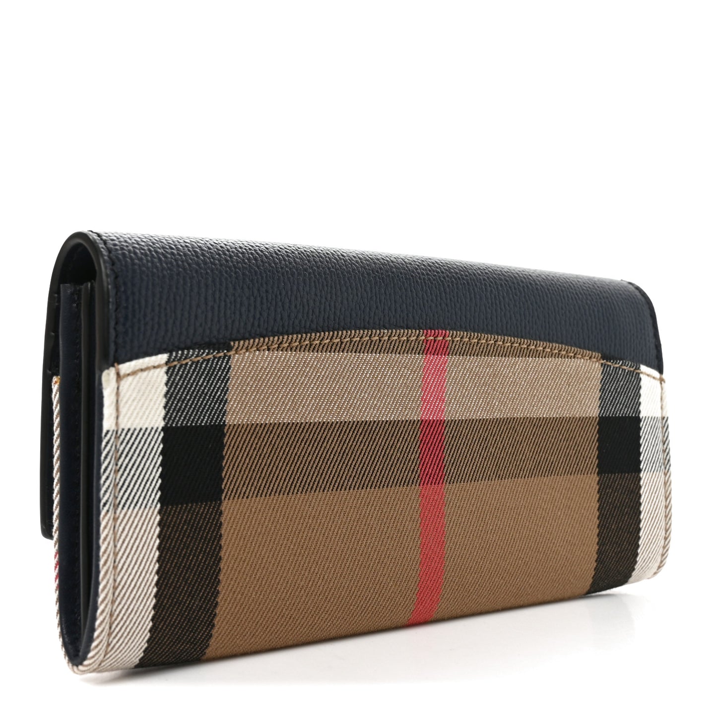 Calfskin House Check Continental Wallet Navy