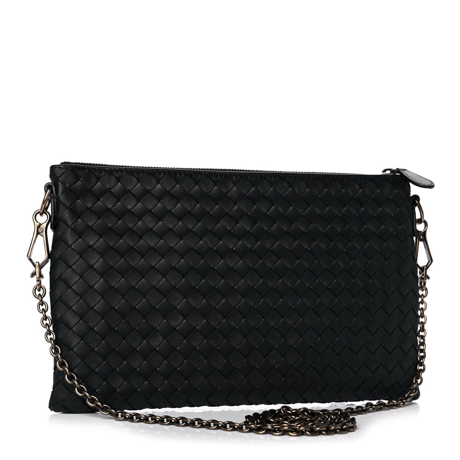 Bottega Veneta Nappa Intrecciato Biletto Chain Crossbody Antique Black 2 of 9