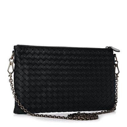 Bottega Veneta Nappa Intrecciato Biletto Chain Crossbody Antique Black 2 of 9