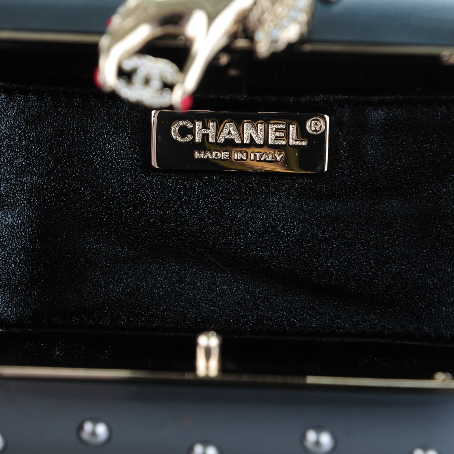 Chanel Resin Crystal Pearl Clutch Dark Grey 9 of 10