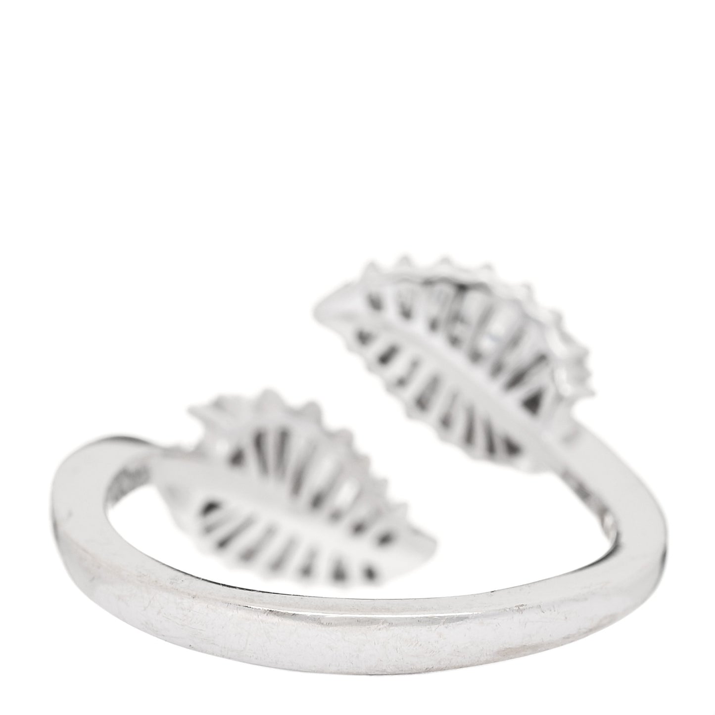 18K White Gold Diamond Small Palm Leaf Ring 44 3