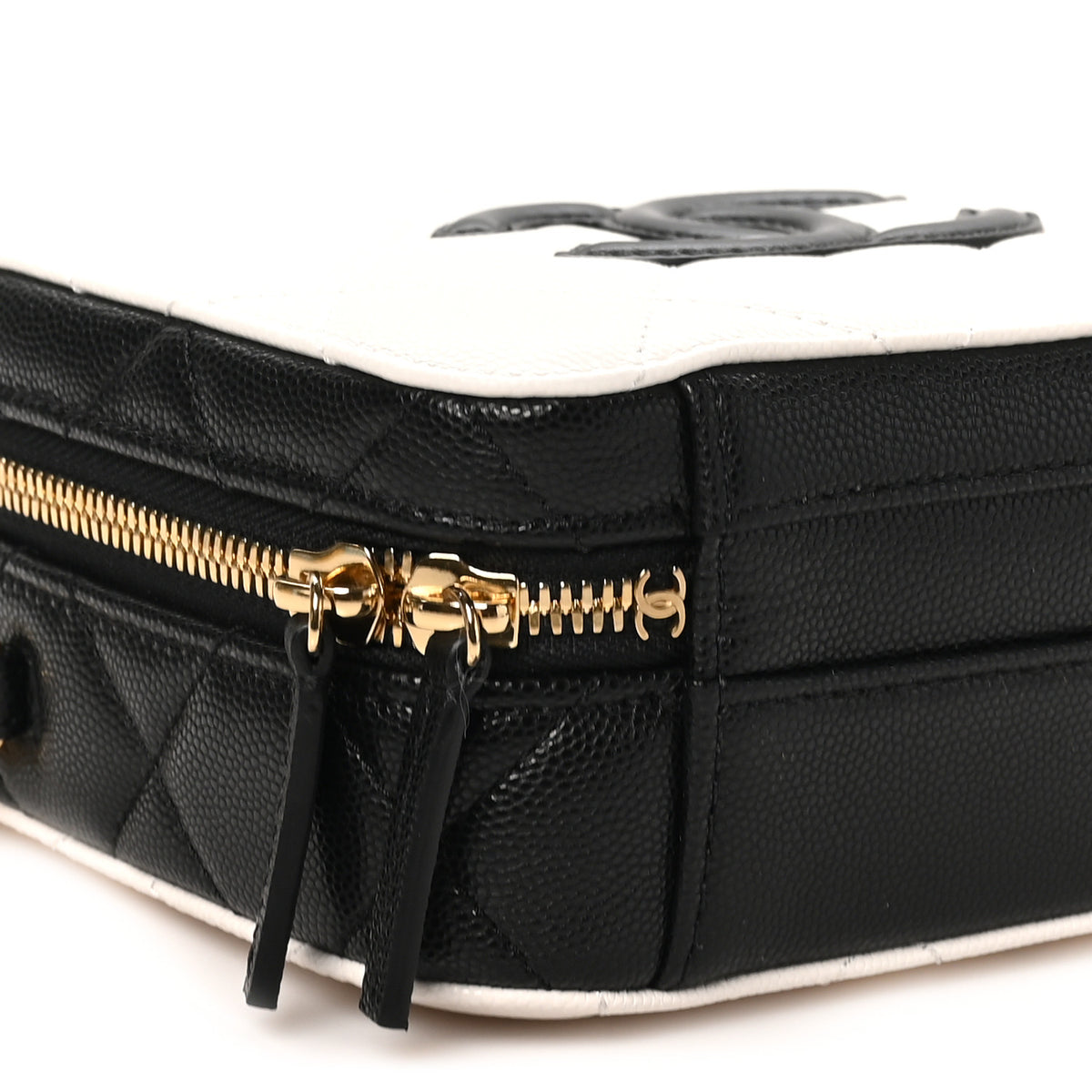 Chanel Caviar Quilted Small CC Filigree Vanity Case White Black 9 of 10