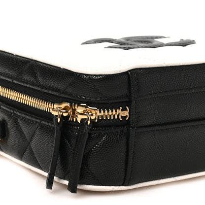 Chanel Caviar Quilted Small CC Filigree Vanity Case White Black 9 of 10