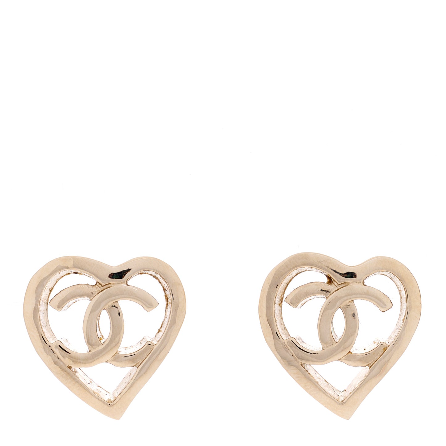 Metal CC Heart Coco In Love Earrings Gold