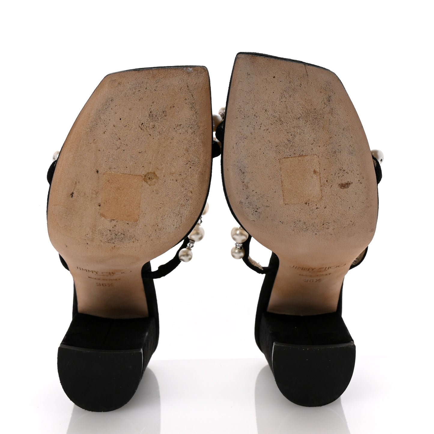 Suede Amara 85 Pearl Block Heel Sandals 36.5 Black