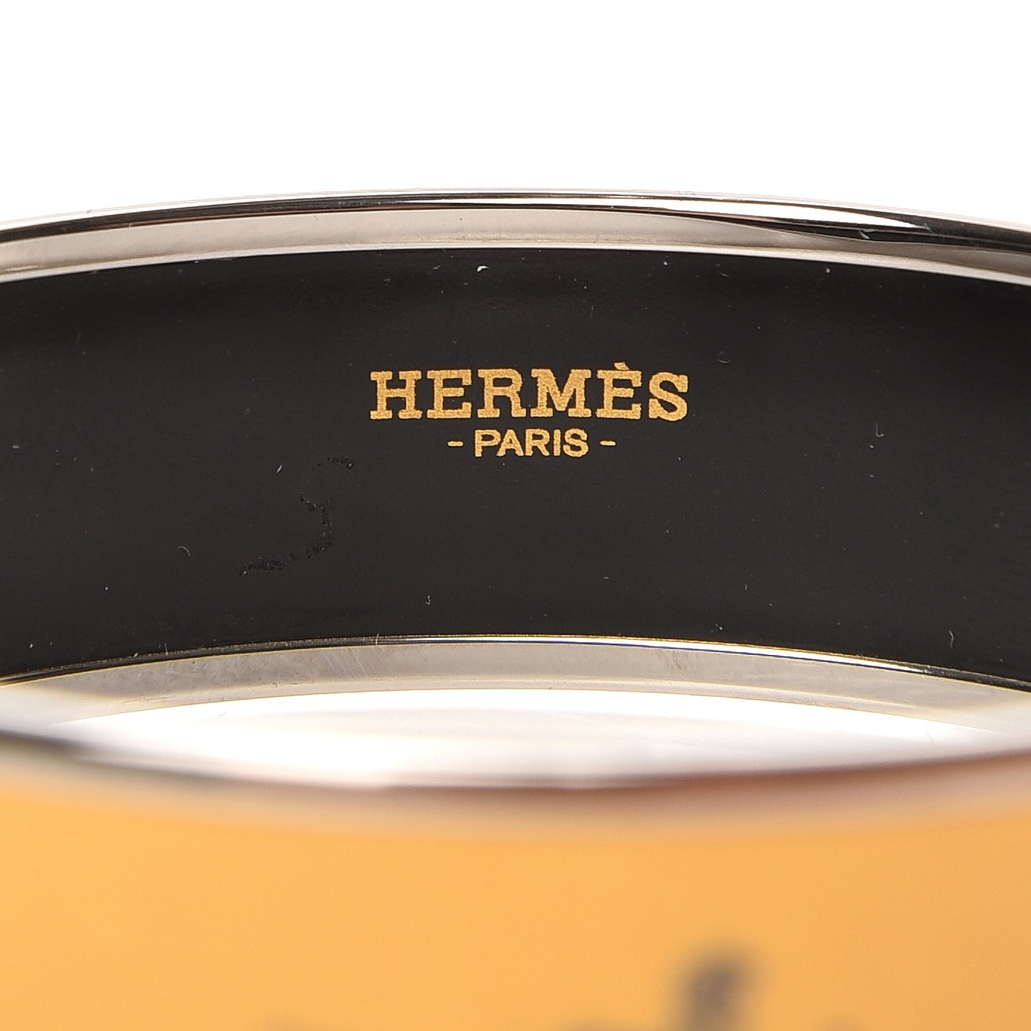 Enamel Printed Wide Caleche Bracelet 70 Jaune De Mars