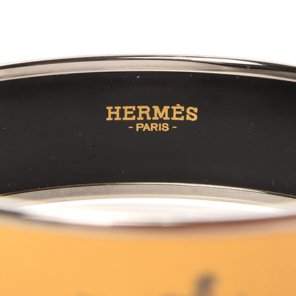 Hermes Enamel Printed Wide Caleche Bracelet 70 Jaune De Mars 3 of 5