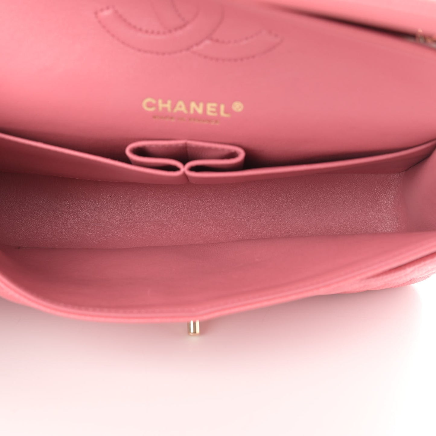 Metallic Caviar Quilted Medium Double Flap Pink