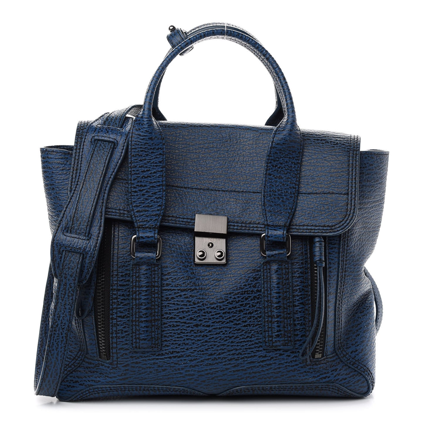 Textured Calfskin Medium Pashli Satchel Lapis