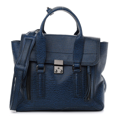 3.1 Phillip Lim Textured Calfskin Medium Pashli Satchel Lapis 1 of 10