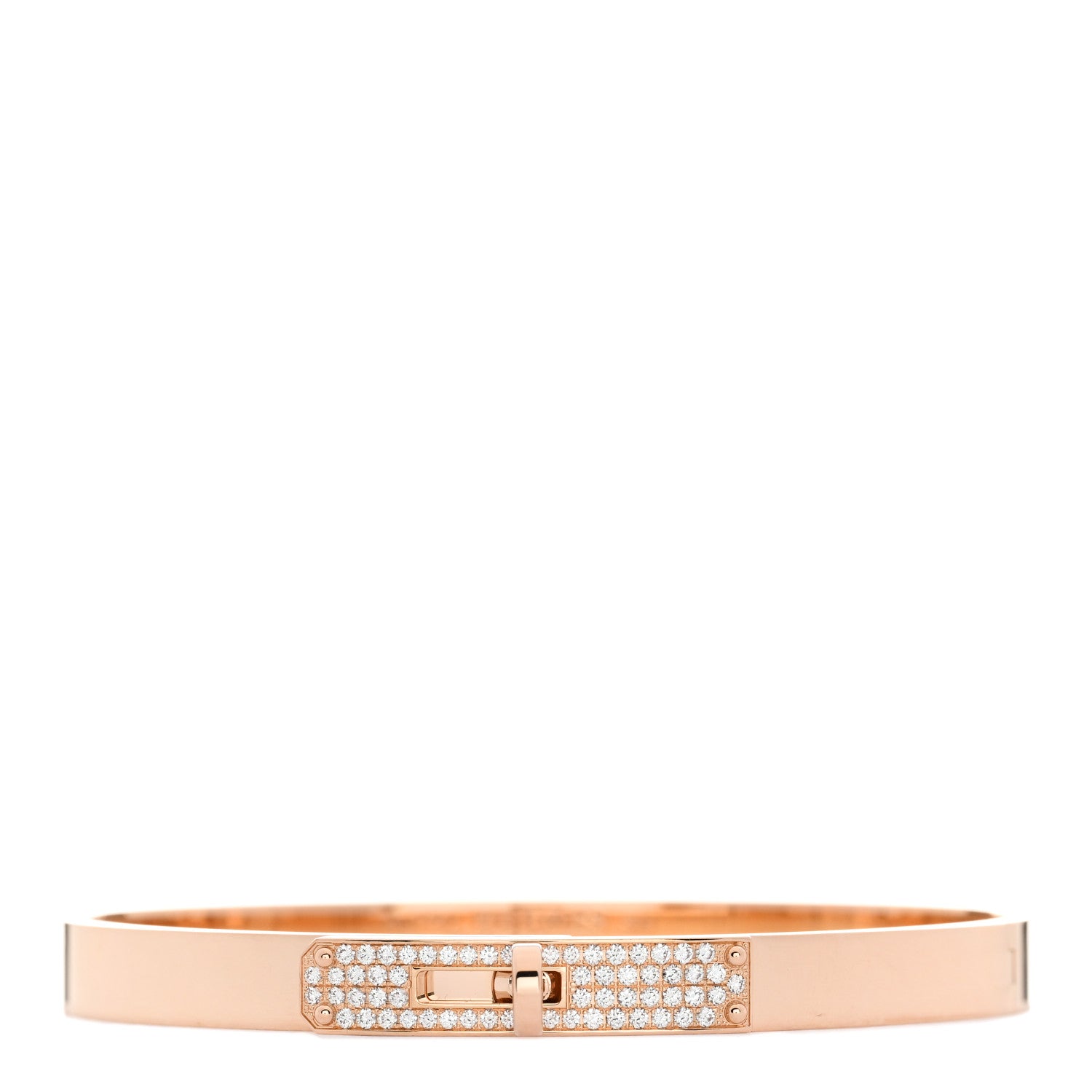 Hermes 18K Rose Gold Diamond PM Kelly Pave Bracelet SH 1 of 4