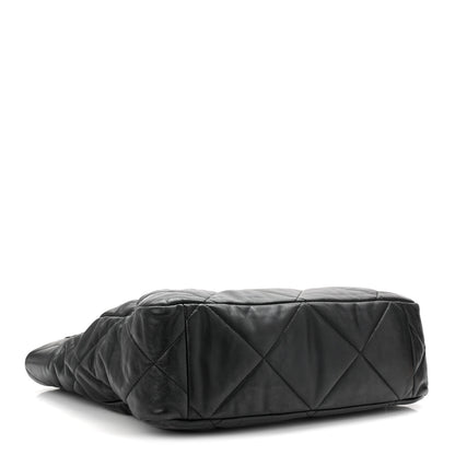 Chanel Lambskin Quilted Chanel 19 East West Shopping Bag Black 4 of 10