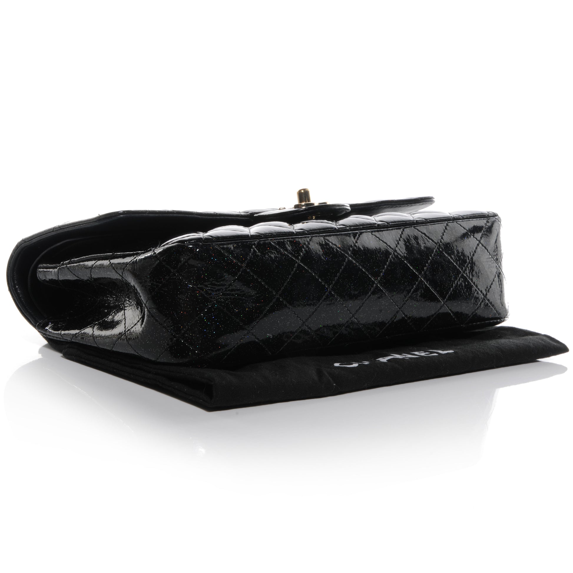 Chanel Glitter Patent Quilted Evening Star Medium Double Flap Black 4 of 9