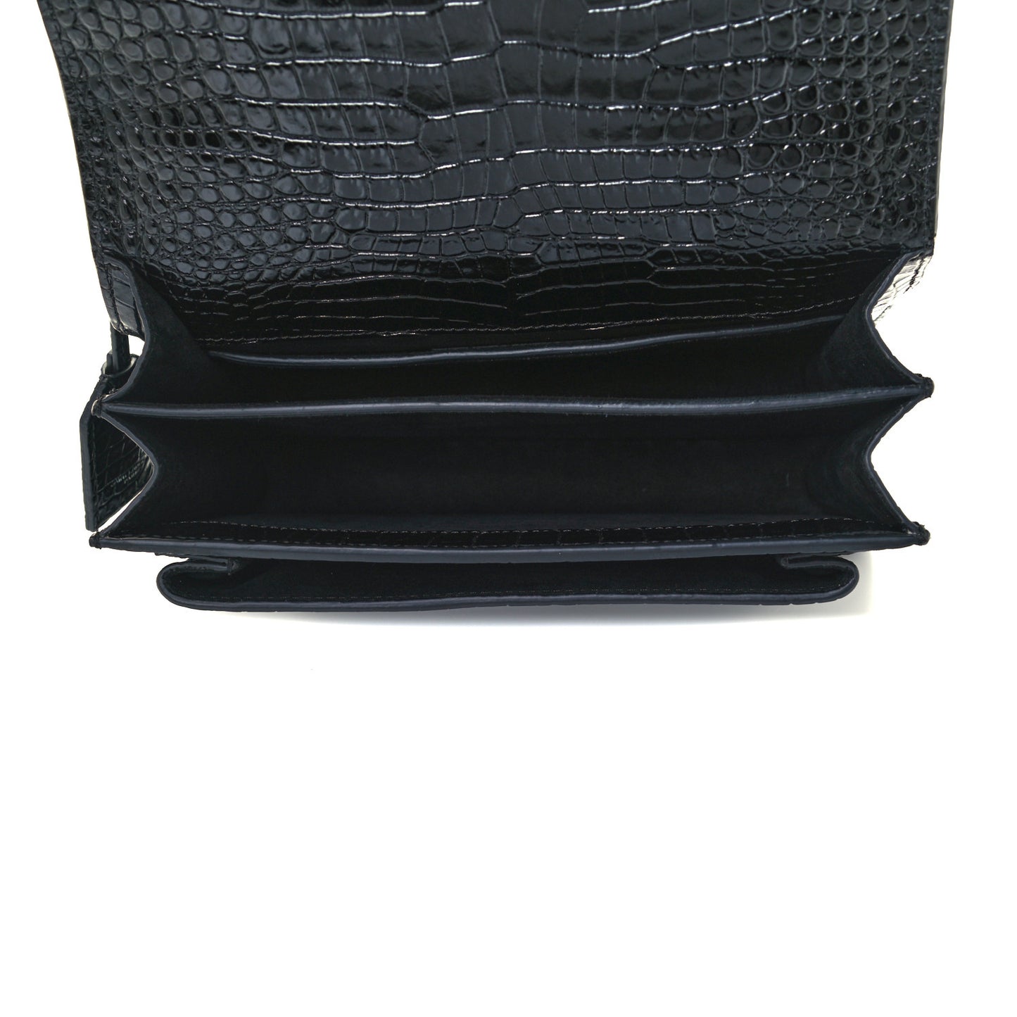 Calfskin Crocodile Embossed Medium Monogram Sunset Black