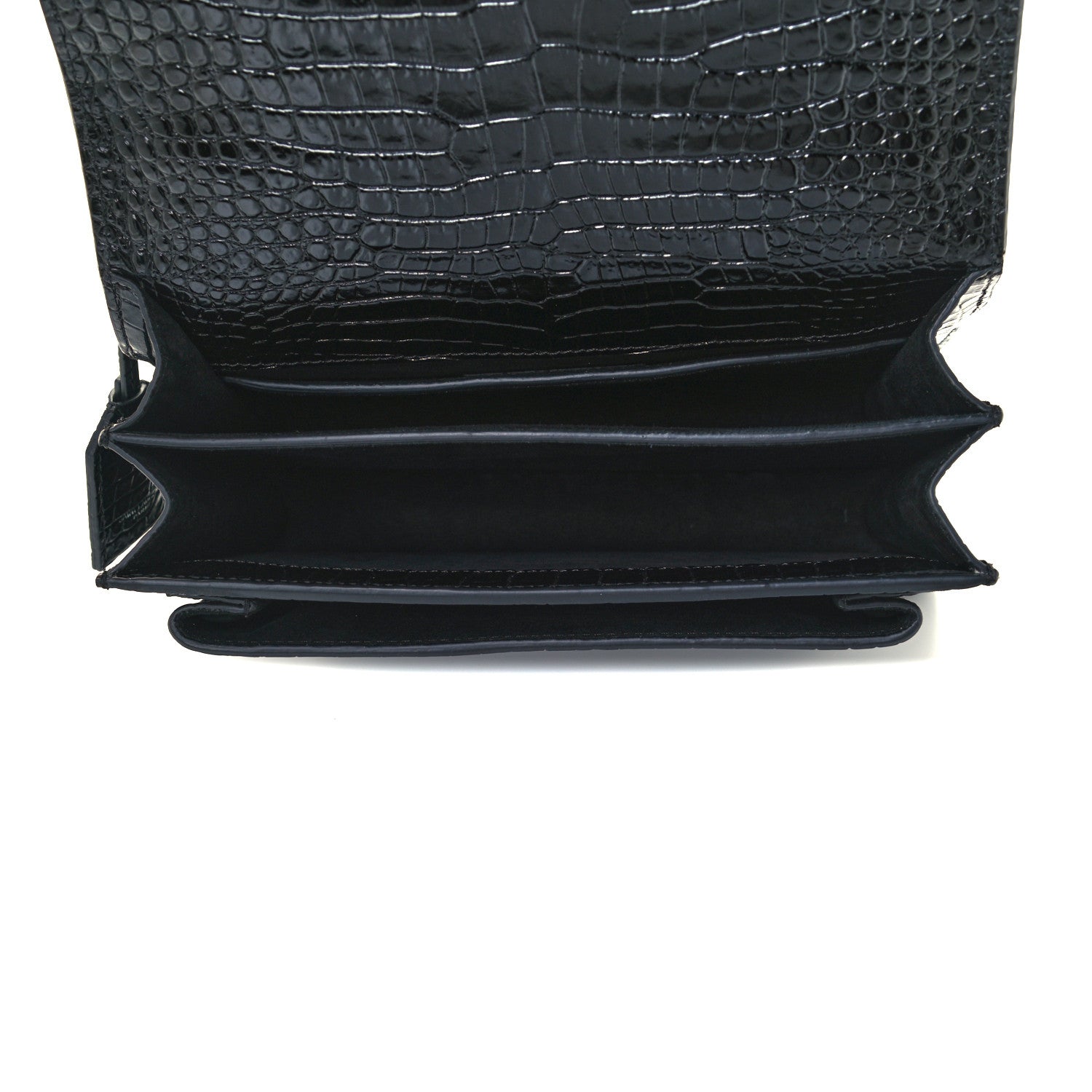 Saint Laurent Calfskin Crocodile Embossed Medium Monogram Sunset Black 5 of 13