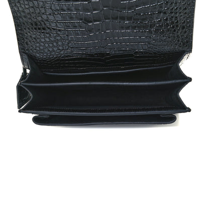 Saint Laurent Calfskin Crocodile Embossed Medium Monogram Sunset Black 5 of 13