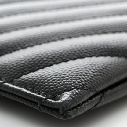 Saint Laurent Grain De Poudre Chevron Monogram Bill Pouch Black 8 of 10