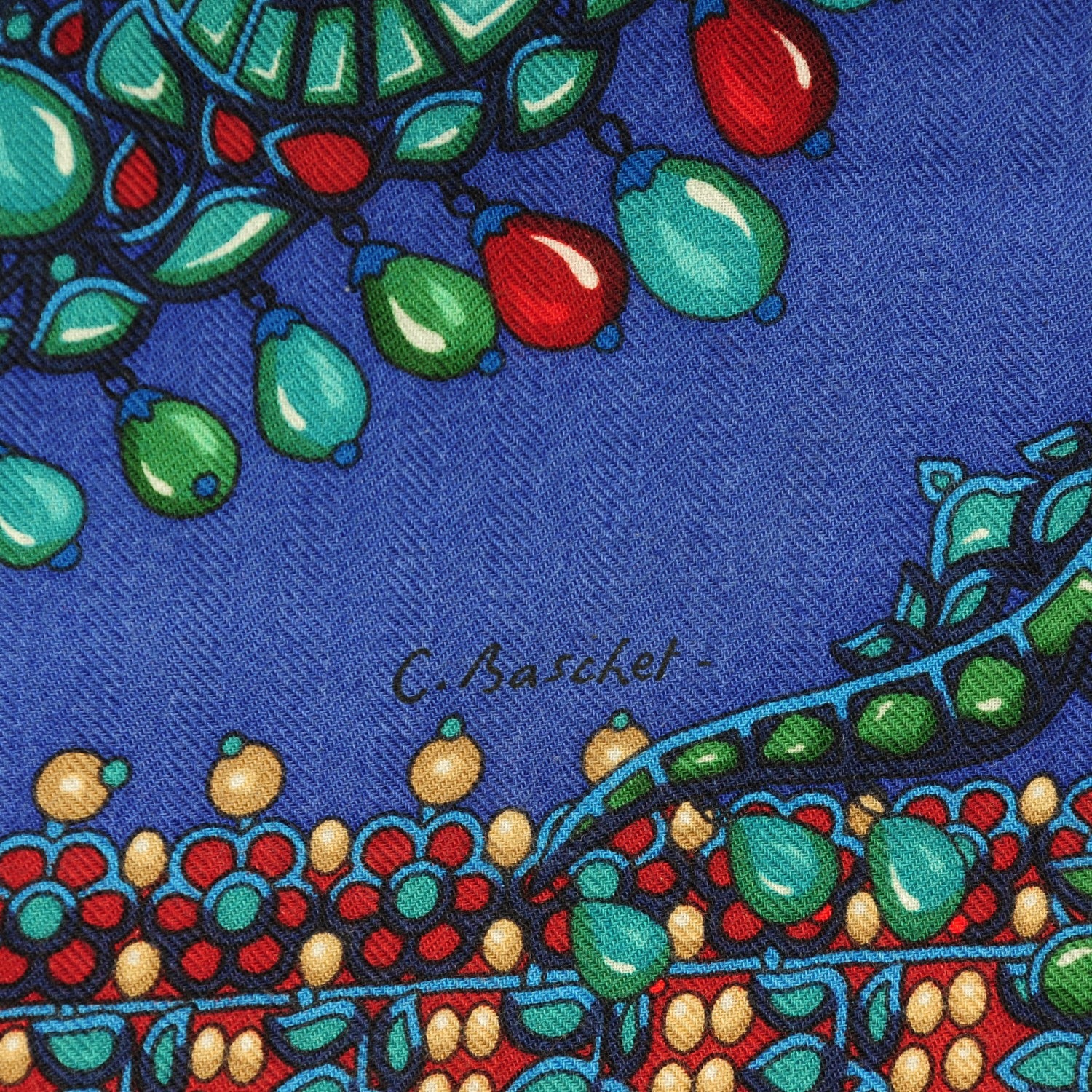 Hermes Cashmere Silk Parures Des Maharajas Shawl 140 Iris Rouge Petrole 5 of 7