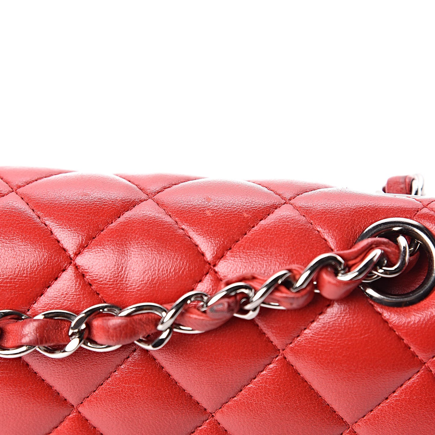 Lambskin Quilted Medium Double Flap Red