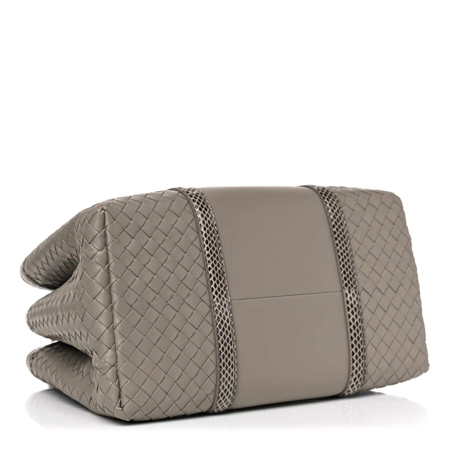 Bottega Veneta Nappa Intrecciato Snakeskin Small Flow Wave Tote Mink 4 of 18
