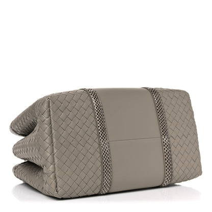 Bottega Veneta Nappa Intrecciato Snakeskin Small Flow Wave Tote Mink 4 of 18