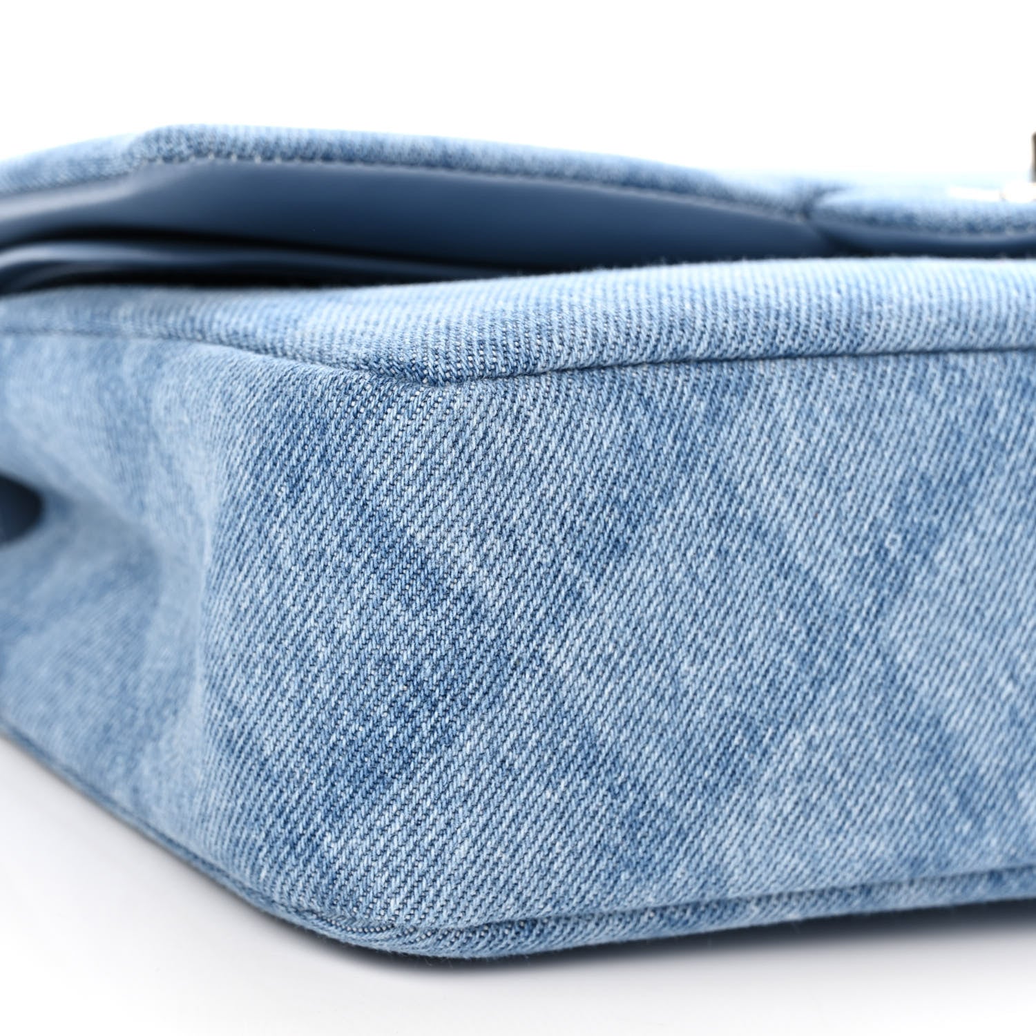 Chanel Printed Denim Quilted Medium Double Flap Light Blue 9 of 11