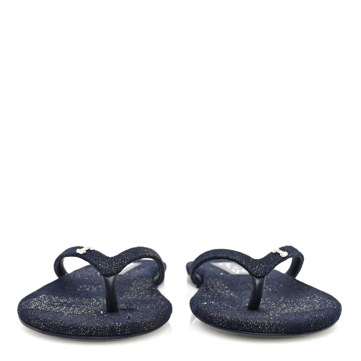 Cotton Silk Crystal CC Thong Sandals 39 Dark 39 Blue Silver