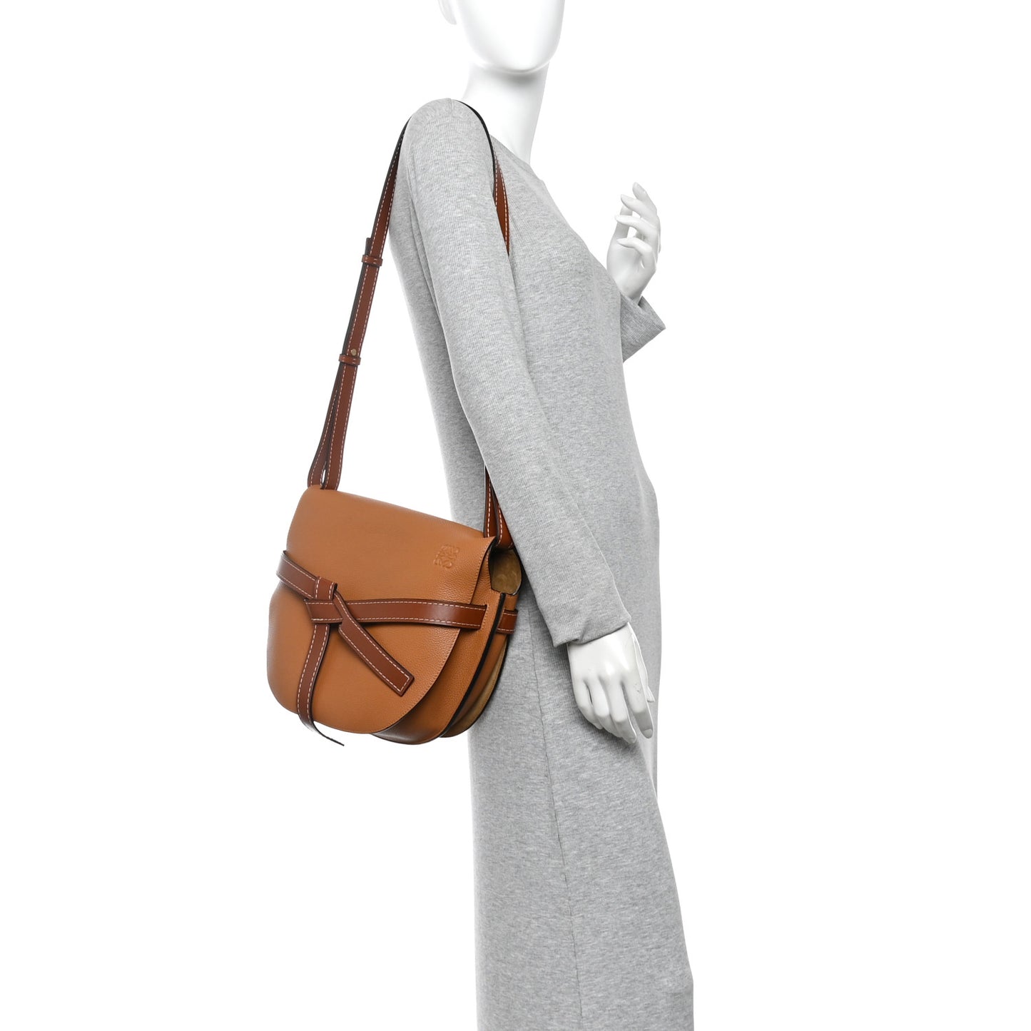 Grained Calfskin Large Gate Bag Caramel Pecan