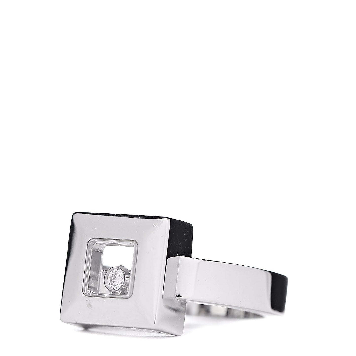 18K White Gold Diamond Happy Diamond Square Ring 52 6